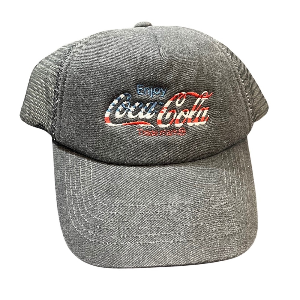 NEW Lucky Brand Coca-Cola Hat Mens One Size Gray Mesh Back Trucker Snapback Cap